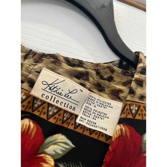 Rare Vintage Kathie Lee dress with mixed tropical print size 10 - Picture 7 of 7